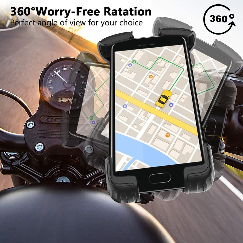 Bike Motorcycle Phone Mount,[Super Stable Metal] Bike Motorcycle Phone Holder with Security Lock, Bicycle Phone Mount with Soft Cushion & Adjustable Clip Compatible with 4.7''-6.8'' Phone