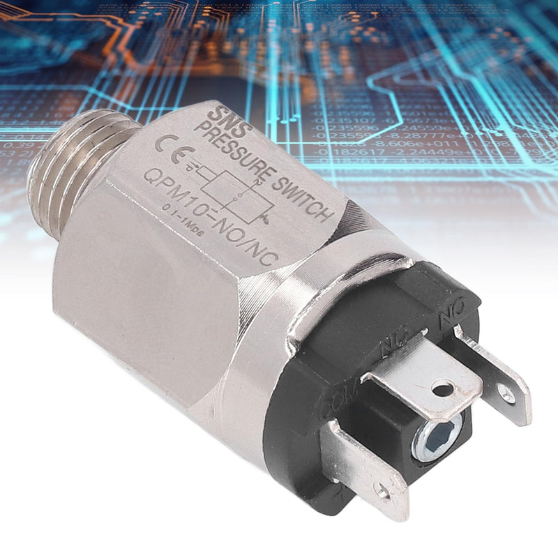 QPM10-NO/NC Pressure Switch, 1/4" Normally Open Push Switch, Membrane Pressure Switch, 0.1-1MPa, Stainless Steel