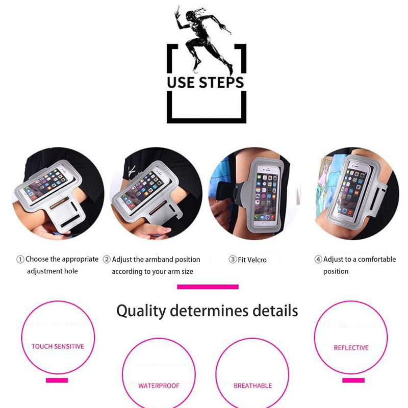 Cell Phone Armband,Universal Phone Arm Holder,Running Gym Workout Cycing Jogging Exercise Arm Band for Phone/Samsung/Xiaomi/Huawei/Vivo/Oppo,etc.Adjustable Strap, 154*93MM, white