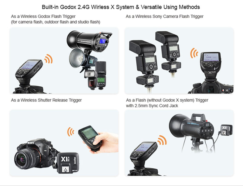 Godox Xpro-S TTL Wireless Flash Trigger 1/8000s HSS for Sony A77 II, A99, A9, A7R II, A6000, DSC-RX10 Digital Camera, TCM Smart Function, 5 Delicated Group Button