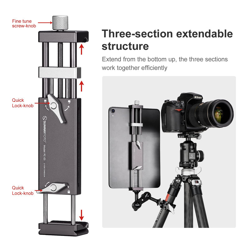 PC-03 Tablet Laptop Mount Smart Phone Bracket Tripod Bracket Accessories for pad Pro Holder Arca Swiss Stand Universal