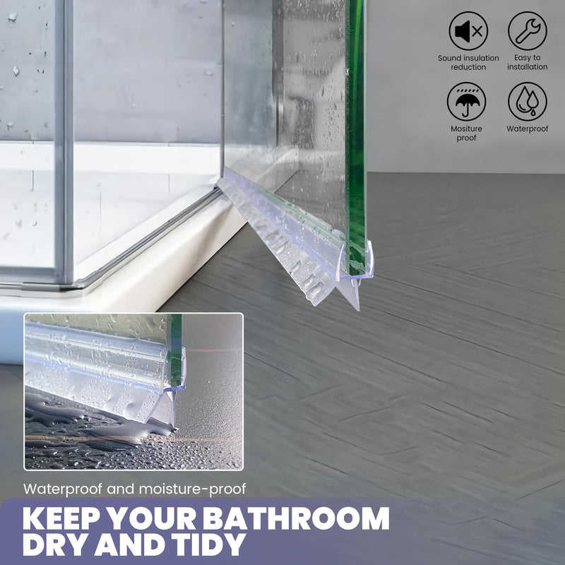 Frameless Shower Door Bottom Seal Strip for 1/4"(6mm) Thick Glass, Super Clear 36 Inch Long 2PCS Shower Door Seal, to Water Block for 6mm glass,36 inch long
