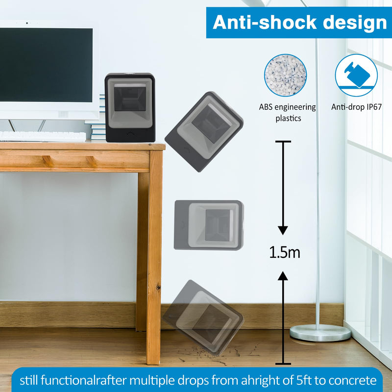 Symcode Desktop QR Omnidirectional Barcode Scanner, Hands-Free Automatic 2D 1D Bar Code Reader Scanner, for Supermarket Library Retail Store