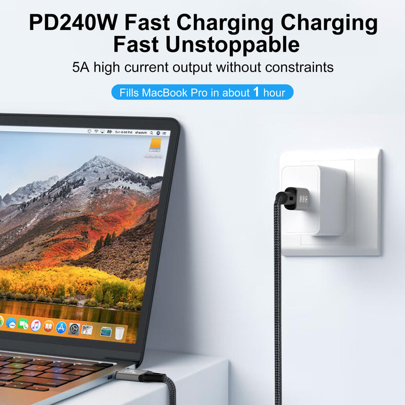 USB4 Cable with Thunderbolt 4, 240W Charging, 40Gbps Data, 8K@60Hz 4K120Hz HDR, PD3.1, USB C to USB C, for MacBook M1-M3, Mac Studio, Laptops, Monitor USB4 40G 240W-0.5M