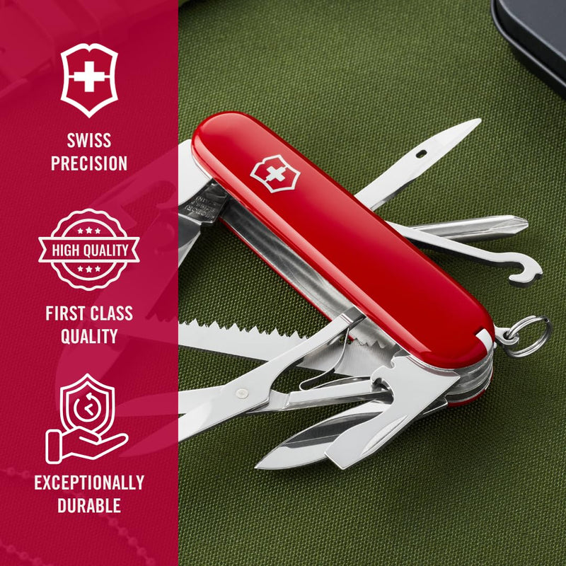 Victorinox Fieldmaster Swiss Army, 15 Function Pocket Knife, Red | Ideal for field work, camping trips and days in the garden alike