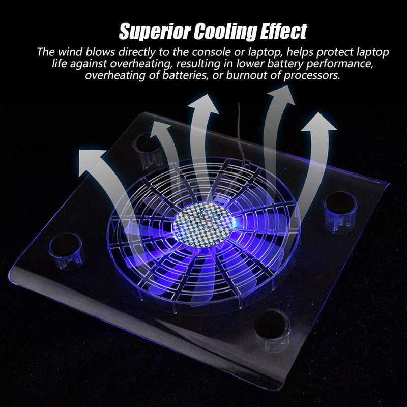 ASHATA Portable Slim Quiet USB Powered Laptop Notebook Cooler Cooling Pad, LED RGB Lights USB Laptop Cooler Cooling Pad Fans for //Laptop