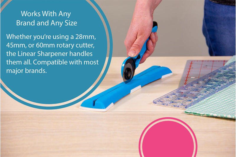 TrueCut TrueSharp Linear Rotary Blade Sharpener | Manual Sharpener for 28mm, 45mm, and 60mm Rotary Cutter Blades | Manual Blade Sharpener for Quilting, Sewing, Crafting & More