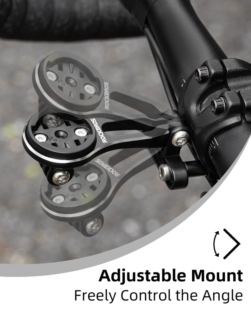 ROCKBROS Bike Computer Mount Adjustable Out-Front Bicycle Computer Mount Aluminum Integrated Cycling Computer Mount Compatible with Garmin, Bryton, Go Pro Adjustable mount