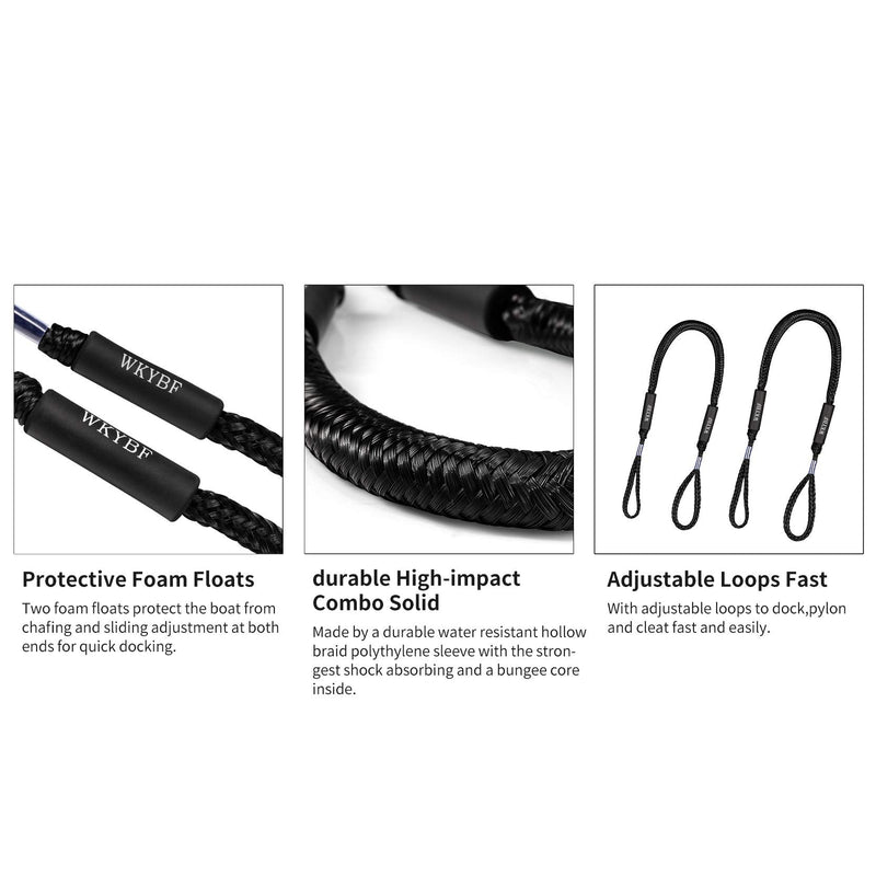 2 Pack Bungee Dock Line Mooring Rope for Boat Lines