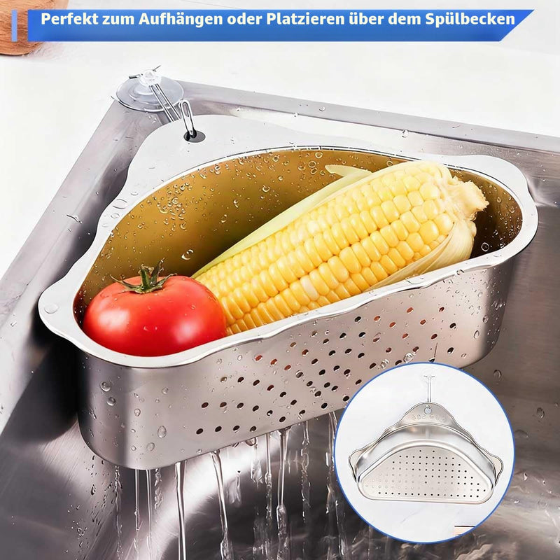 Strainer Basket for Sink, Triangular Sink Strainer Baskets, Stainless Steel Sink Strainer Sink Drain Basket Practical Sink Strainer Basket Set Silver Kitchen Strainer for Filter Food Waste