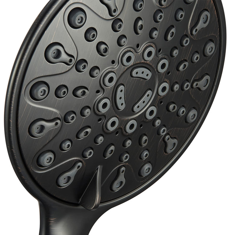 Handheld Shower Head, 6" Oil-Rubbed Bronze Face 6 Spray Setting Shower Head with High Pressure, Brass Swivel Ball Mount and Extra Long Flexible Stainless Steel Hose Standard 2.5 GPM Oil Rubbed Bronze