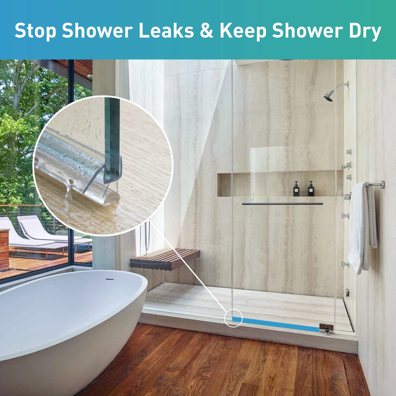 Shower Door Bottom Seal, 2 PCS 3/16" x 36" Shower Door Sweep for 3/16 Inch Glass, Frameless Glass Shower Door Seal Strip, Stop Shower Leaks and Create a Water Barrier For 3/16" Glass