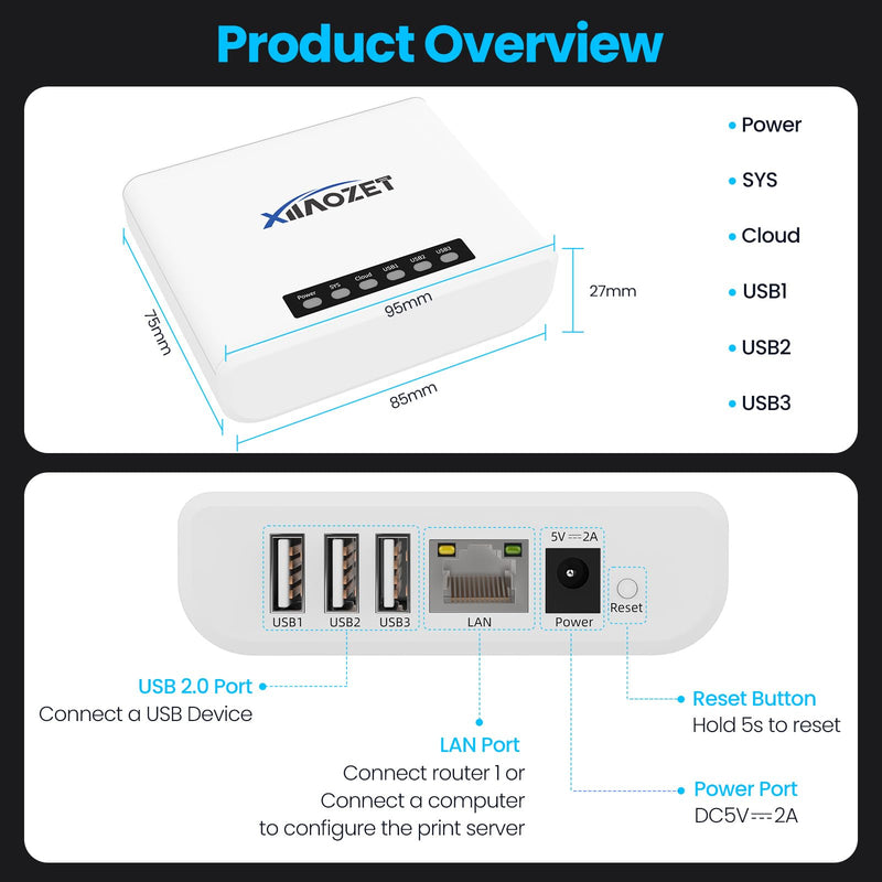 Wireless USB Server and Print Server Share USB Devices (Printer, Scanner or More) Over LAN via Ethernet or WiFi Network Easy Setup Compatible with Windows Mac and Linux Virtual USB (LK300EW) 3 USB Ports