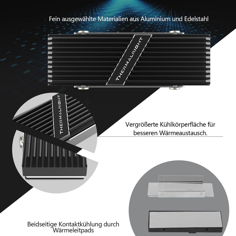 Thermalright TR-M. 2 2280 TYPE AB 2280 heatsink for SSD cooling M.2 2280 heatsink, aluminum, with 2 thermal conductivity, desktop high performance SSD cooler, black TR-M.2 2280 TYPE AB