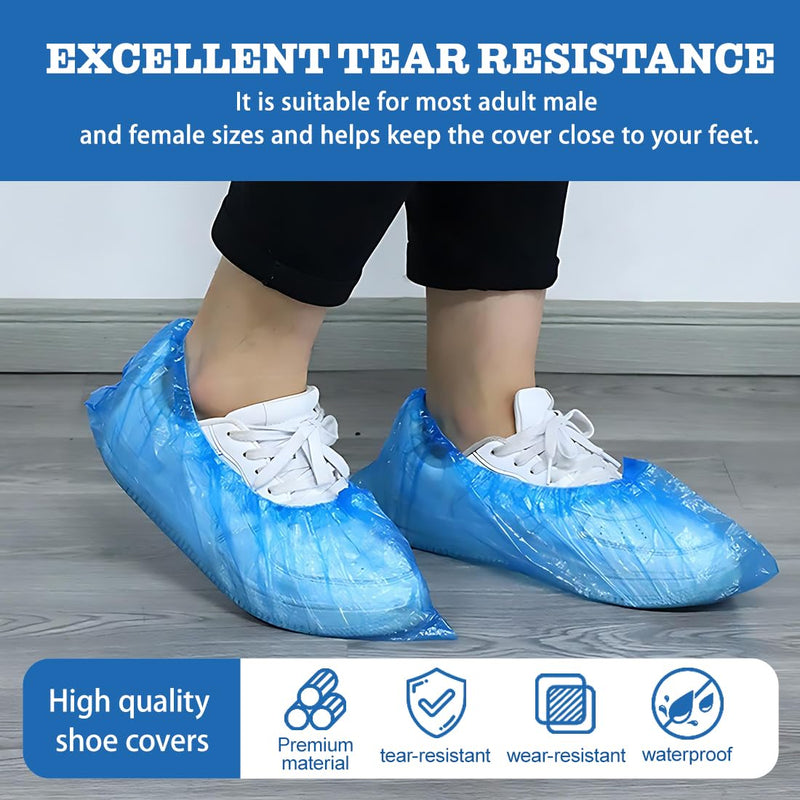 Shoe Covers Disposable Non-Slip Waterproof Overshoes for Men Women Size 25-45 Pack of 100 Blue