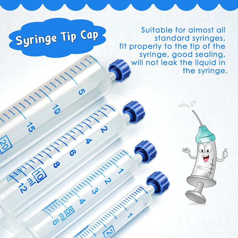 Tenare 500 Pieces Syringe Tip Caps No Needle Luer Connector Cap for Feeding Tubes Lab Supplies, Blue
