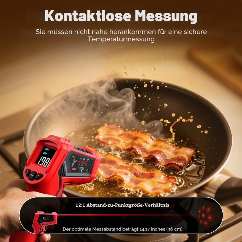Wintact Infrared Thermometer Digital Laser, -50 °C to 600 °C, Infrared Temperature Meter for Kitchen, Cooking, Food, Pizza Oven, Griddle