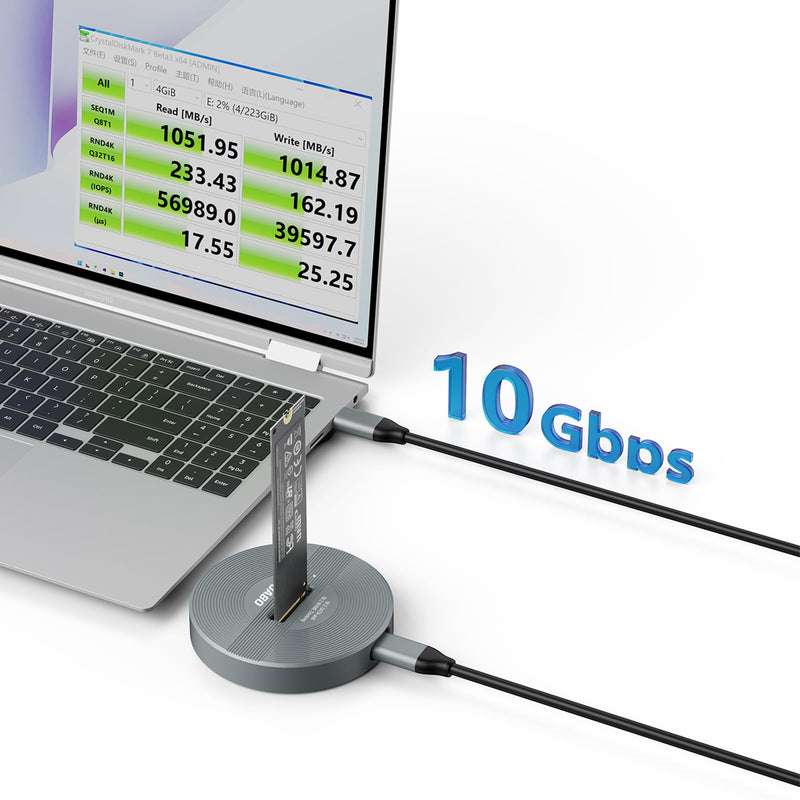 M.2 NVMe & SATA to USB C Adapter, SSD Docking Station, M.2 SSD to USB A and Type C M.2 (M Key, B+M Key) NVMe and SATA NGFF SSD Reader, SSD 2280 2260 2242 2230 22110 Dock