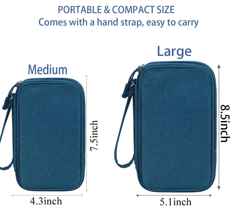 Electronics Organizer Travel Case, Water Resistant Cable Organizer Bag Cord Organizer Pouch for Cable, USB, Charger, Phone, Power Bank, Earphone, Electronics Accessories (Dark Green, Medium) Dark Green