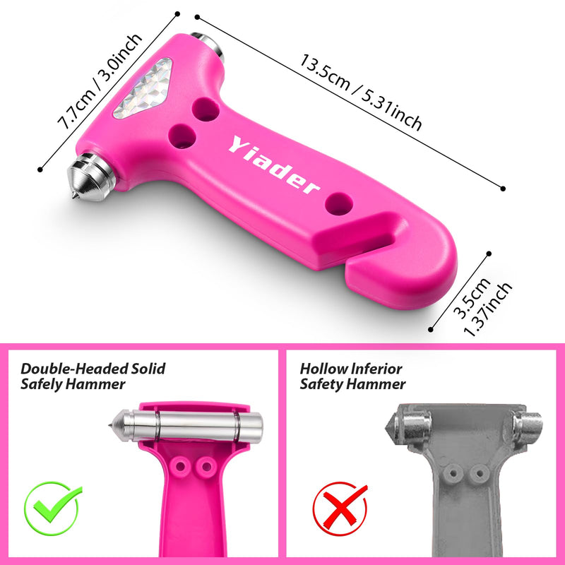 Window Breaker, 3-in-1 Emergency Escape Tool with Car Window Breaker and Seatbelt Cutter, Car Safety Hammer Car Essentials Tool for Women Pink