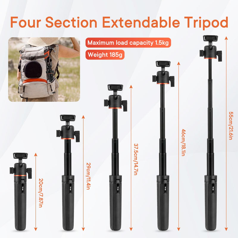 Camera Tripod Stand, Mini Desktop Aluminum Tripod Selfie Stick with Cold Shoe, 360° Ball Head with 1/4 Inch Screw, Portable Tripod for iPhone Android Canon Sony DSLR Vlogging Video Recording