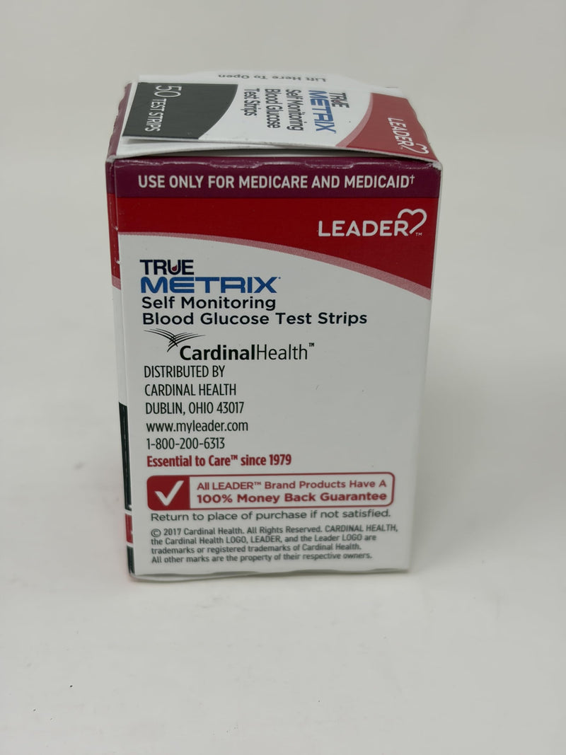 Leader True Metrix Self Monitoring Blood Glucose Test Strips, 50 Count Per Box - 4 Boxes
