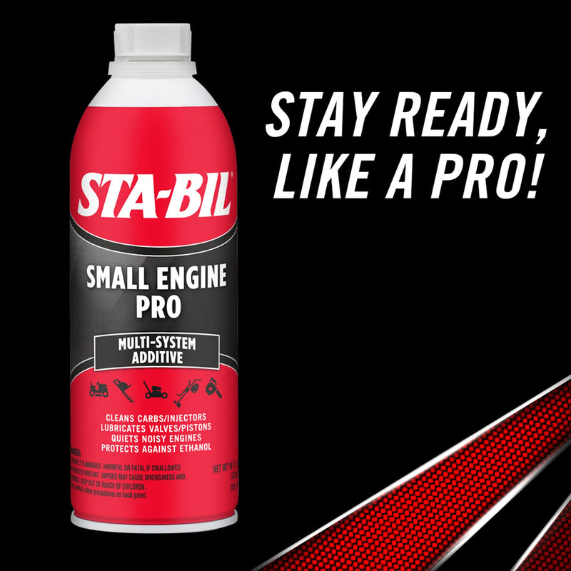 STA-BIL Small Engine Pro Multi-System Additive - Protects Against Ethanol - Cleans Carb And Injectors - Improves Engine Efficiency - Lubricates Valves And Pistons, 16 fl. oz. (22305) , Red 16 Fl Oz (Pack of 1) Individual