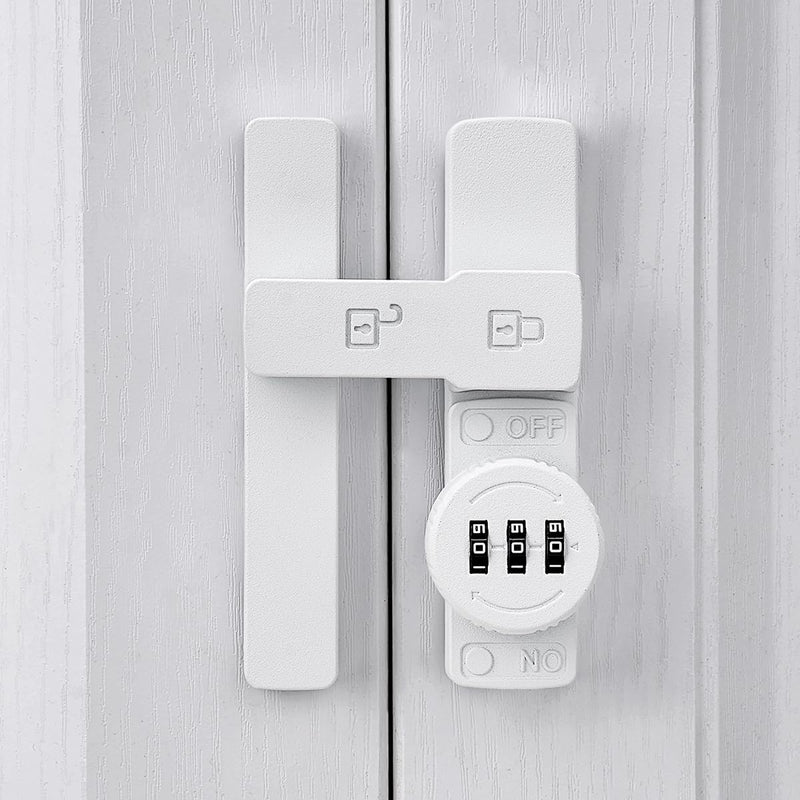 INIRET 2 Packs Matte White 180 Degree Barn Door Lock,Mechanical Password Lock,3 Digit Password Keyless,Flip Latch with Combination,Protect Privacy,for Barn Door,Cabinets,Windows,Garden,Bathroom 180 Degree_Matte White