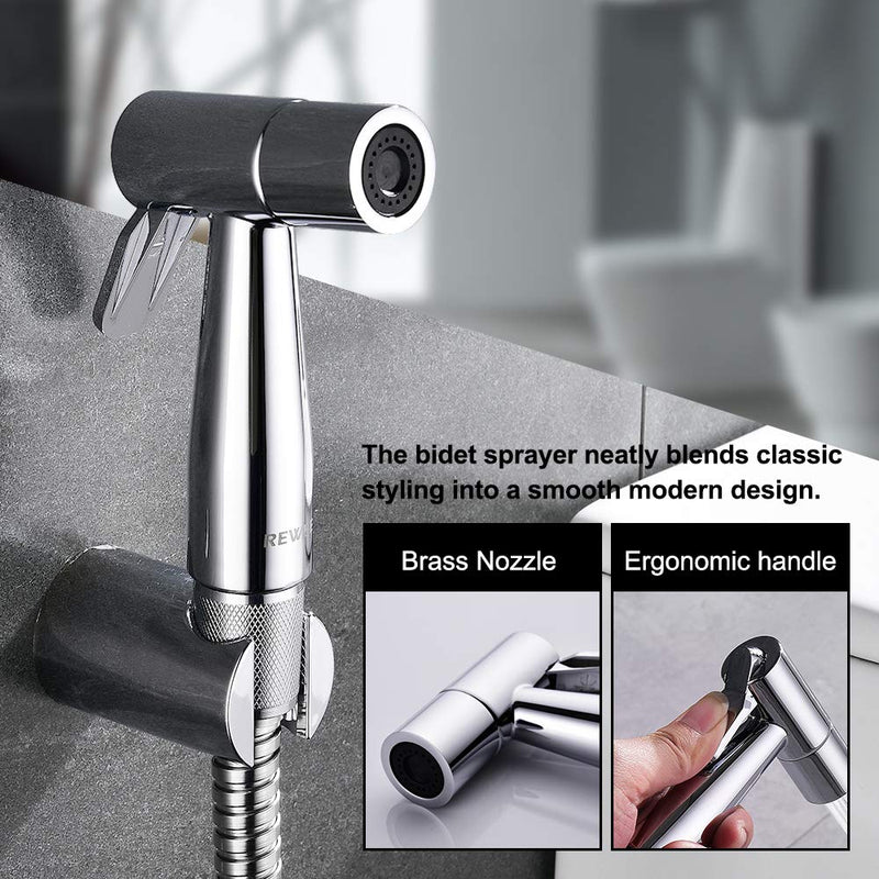 ABS Handheld Bidet Sprayer for Toilet,REWEE Chrome Plate Plastic Bidet Attachment for Toilet,Cloth Diaper Bidet Toilet Sprayer,Toilet Bidet Set Cleaning Hygiene shutoff