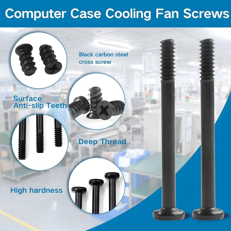 60Pcs Black PC Computer Case Cooling Fan Mount Screws UNC 6-32x35mm Fan Long Screw and PC Case Fan Screws M5x10mm Radiator Water Cooling Screw for Computer Case Fan Mount #6-32*35