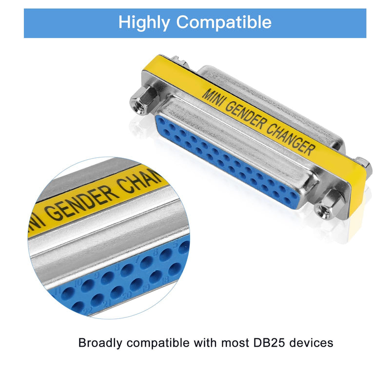 ENUODA 2 Pack Gender Changers 25 Pin Female to Female Adapter DB25 Coupler, Data Transfer and Device Connection for RS232 Serial Cables DB25-2 PACK(F/F)