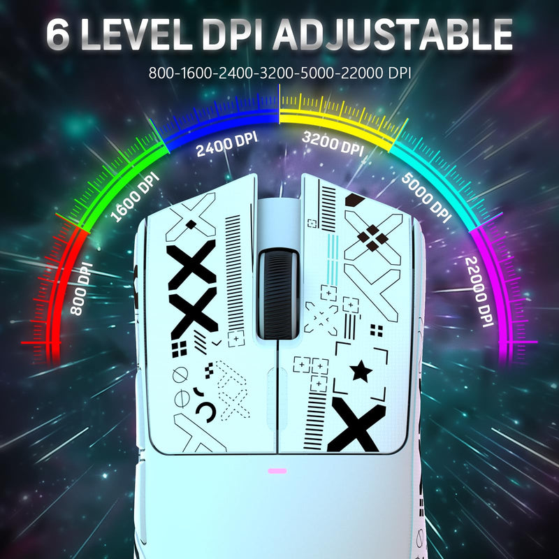 MAGIC-REFINER ATTACK SHARK X11 59g Superlight Wireless Gaming Mouse with Grip Tape, RGB Charging Dock，BT/2.4G Wireless/Wired Pc Mouse, 22000 DPI,5 Programmable Buttons for Pc/Mac(White) White & Griptape