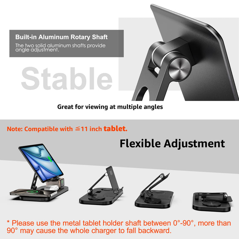 Wireless Charger 4 in 1 for Apple Charging Station for iPhone 16 Pro Max/15/14 Series, AirPods Pro 2, iPad Stand, Watch Charger for iWatch Series 10/9/8, Wireless Charging Station for Multiple Devices