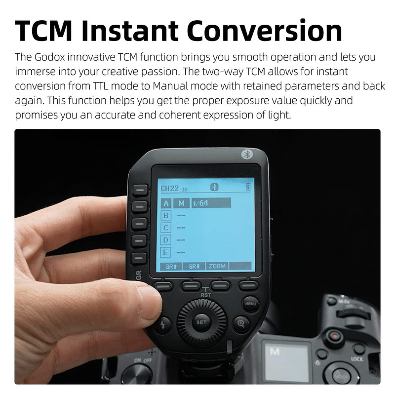 Godox XProII-F TTL Wireless Flash Trigger 1/8000s HSS, TCM Instantaneous Switching, APP Control, 16 Groups 32 Channels, Large LCD Display, Stable Signal, Responsive, Suitable for Fujifilm Cameras