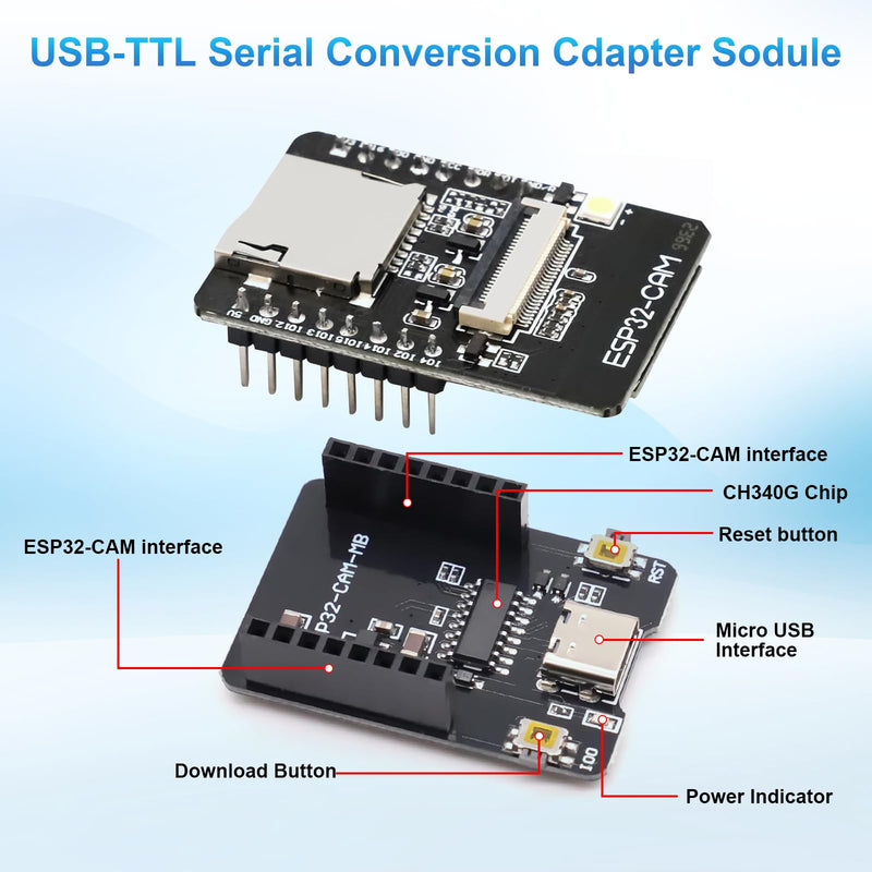 for ESP32 CAM Module, for ESP32 USB-C ESP32 Cam Development Board, ESP32-CAM-MB 8M with DC 5V Dual-Core, OV3660 Camera, TF Card Module, Compatible with Arduino
