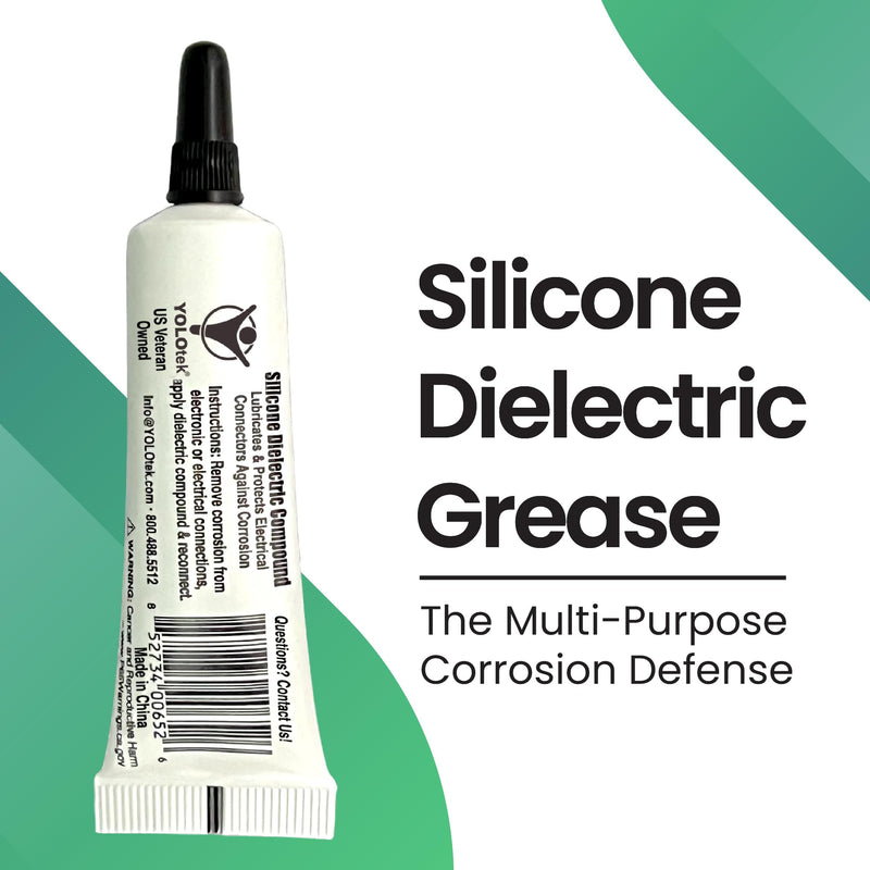 Silicone Dielectric Grease Automotive/Marine 10g by YOLOtek Veteran Owned. Silicone Grease for Electronics, Spark Plugs & Battery Terminals Silicone lube. Protects Electrical Connectors. Grease Tube