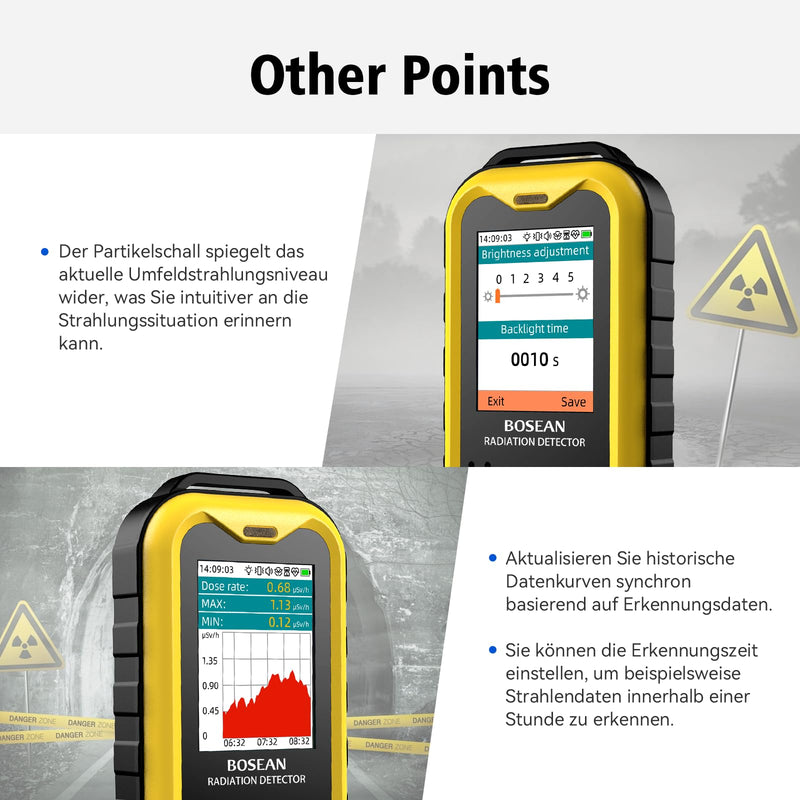 Geiger Counter Radioactivity FS5000 Radiation Detector Nuclear Radiation Meter with PC Software Beta Gamma X-Ray Rechargeable Radiation Meter Radioactive Monitor Tester