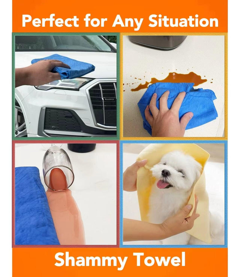 Premium Shammy Cloth for Car Drying - 2pk(26”x17”) - Super Absorbent Synthetic Chamois Towel for Car - Reusable Car Drying Shammy - Scratch-Free Car Drying Towel(Yellow & Yellow) 2 Pack