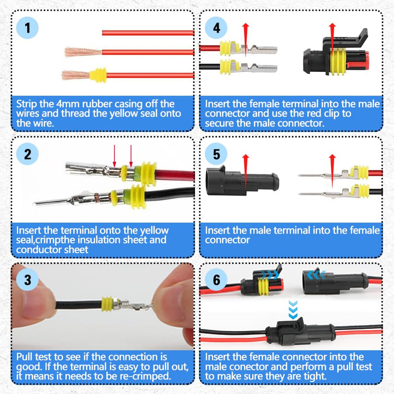 96PCS Electrical Connectors Kit, Male and Female Wire Connectors, Waterproof Car Electrical Connector Terminals, 1/2/3/4 Pin Automotive Electrical Wire Connector Plug Car Parts for Car Boat