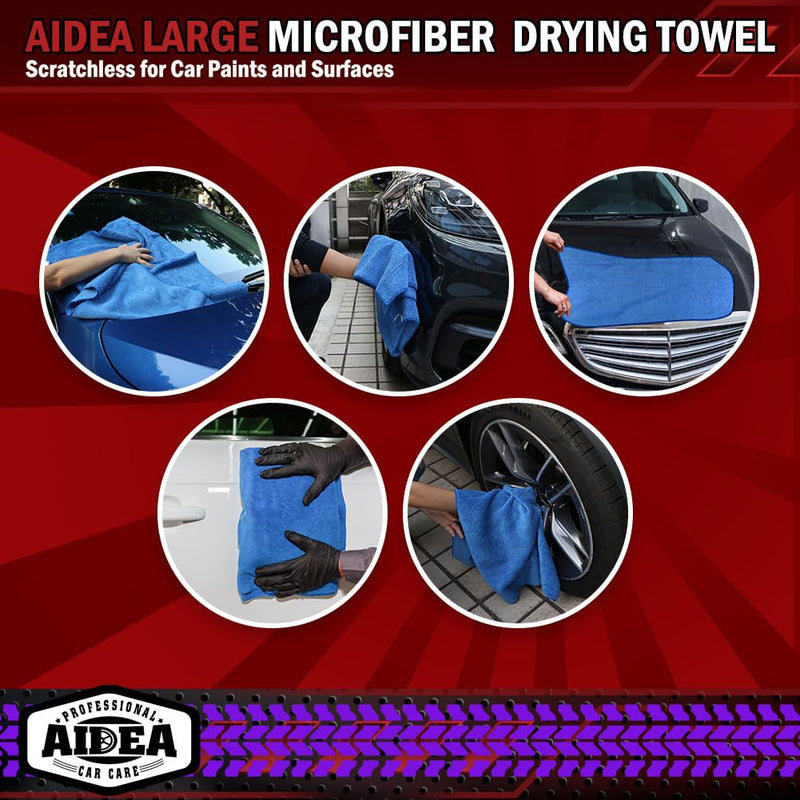 AIDEA Microfiber Towels for Cars-2PK, Large Professional Car Drying Towel, Scratch-Free, Strong Water Absorption Drying Towel for Cars, SUVs, RVs, Trucks, and Boats, 24inx 31in, Blue 2