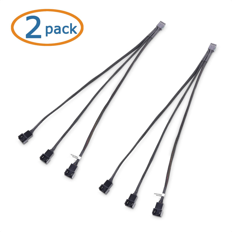 Cable Matters 2pcs 4 Pin PWM Splitter Cable 30cm 3 Computer Fan Splitter Cable PC Fan Splitter Cable 3 Fan Splitter Cable for Desktop