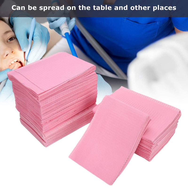 Tattoo Bibs, Pack of 125 Disposable Dental Bibs Waterproof Tattoo Cover Piercing Table Mat Nail Paper Towels Acrylic Manicure Cloths Table Cloth Supply Sheets Tablecloth Clean Pad Dental Pink