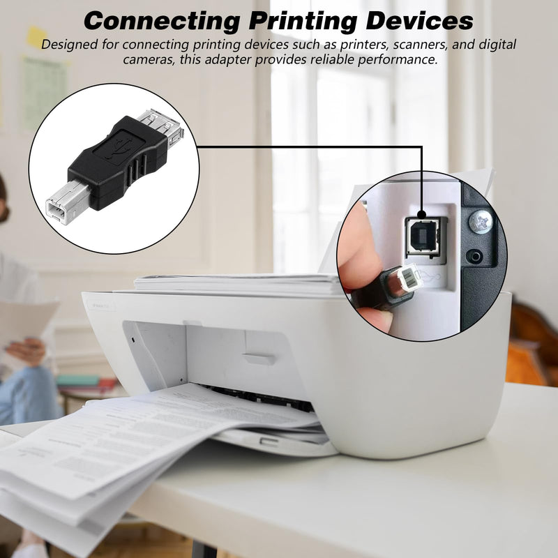 2 Pcs 2.0 A Female to USB B Male Printer Converter Connector Plug USB A to B Adapter Printer Adapter USB 2.0 AF/BM Adapter Type A Female to USB B Print Male Adapter Connector Converter Plug