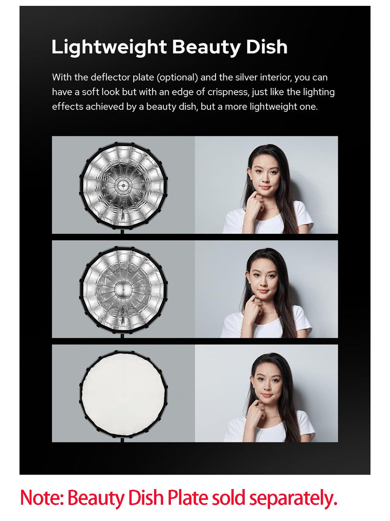 Godox Softbox Godox S65T 65cm/25.6in Quick Release Umbrella Softbox, Bowens Mount with Removable Front and Inner Diffusers for Photography, Live Streaming and Travel
