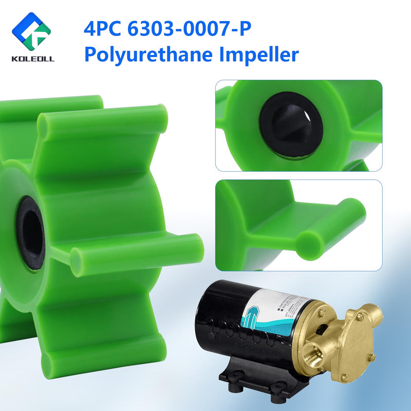 4PC 6303-0007-P Polyurethane Impeller with O-Ring Kit & Lubrication Replacement | Compatible with Jabsco Fits Some Wakeboard & Ski Boat Ballast Pumps