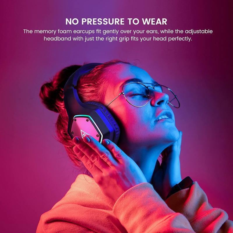 PG4 RGB Wireless Gaming Headset for PS4, PS5, PC - 2.4GHz 7.1 Surround Sound, Bluetooth Gaming Headphone with AI Detachable Noise Canceling Mic, 48-Hr Battery for Laptop, Switch, Mac (Black) Black