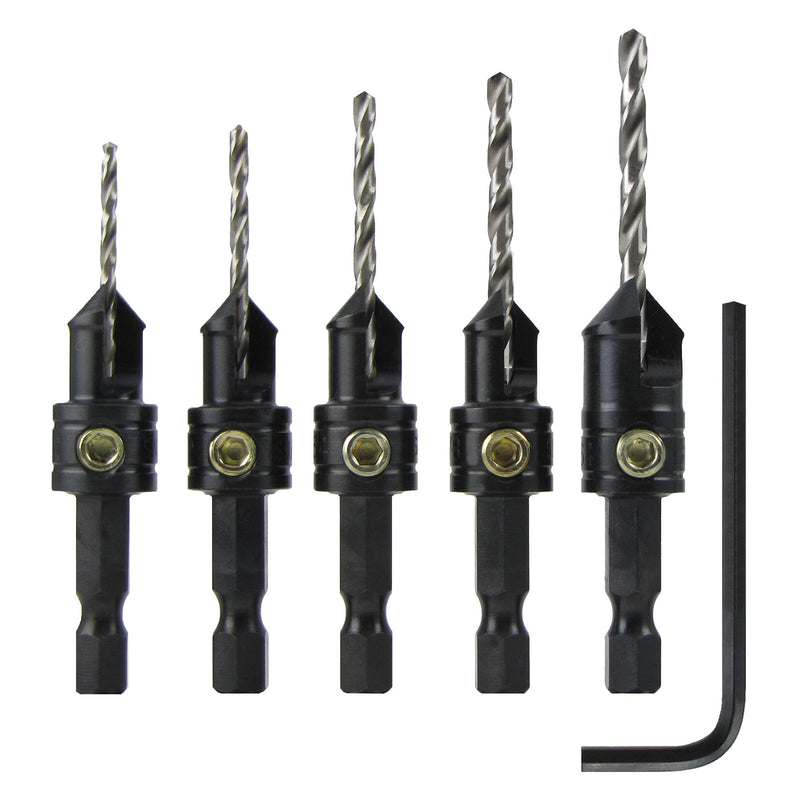 Make it Snappy Tools Brand Quick-Change 5-Pc. Countersink Drill Bit Set with Case. Proudly Made in The USA