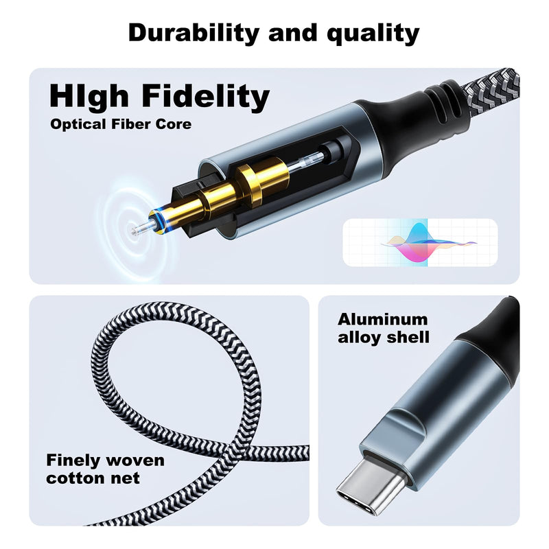 Kumiho Braided USB C to Optical Audio Cable 3Ft USB C to Toslink Optical Cable with Gold-Plated Connector for TV/Soundbar, Sony PS5,Speakers & Home Theater Systems
