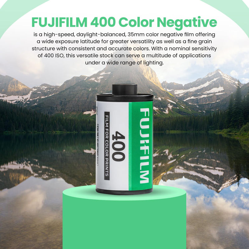 FUJIFILM 400 Color Negative Film (35mm Roll Film, 36 Exposures, 3-Pack) + BluebirdSales Microfiber Cleaning Cloth 400 Speed Film