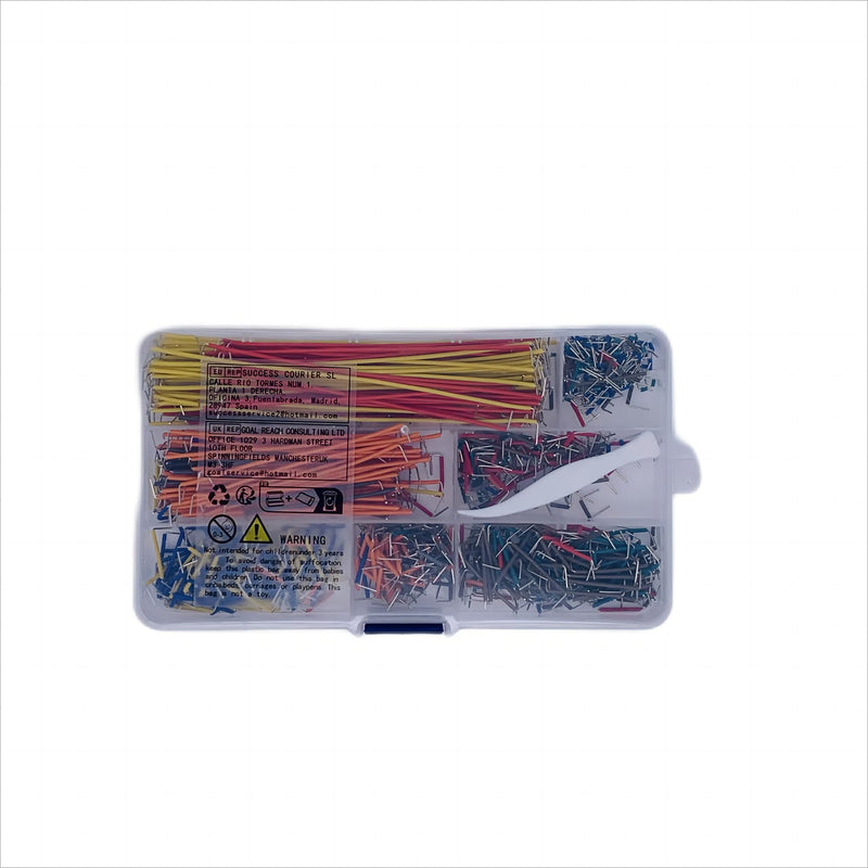 840 pieces breadboard jumper wire set, electronics breadboard jumper wire jumper set, jumper cable wires kit male to male 14 different lengths assorted, with plastic clips